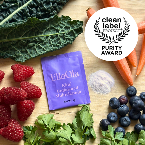 Organic fruits and vegetables blended into EllaOla powder
